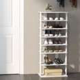 thumbnail image 2 of Costway Patented 7-Tier Double Rows Shoe Rack Vertical Wooden Shoe Storage Organizer Rustic White, 2 of 10