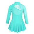 thumbnail image 2 of Hansber Girls Long Sleeves Sequins Mesh Patchwork Gymnastics Ballet Dance Dress Figure Ice Skating Mint Green 8, 2 of 5