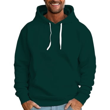 Ediodpoh Mens Autumn and Winter Letter Oversize Loose Hooded No Pocket Pullover Sweater Top Blouse Coat Sweatshirt for Men Dark Green M