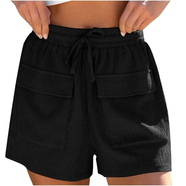 cfhntfmh Plus Size Shorts for Women Casual Elastic Waisted Summer Shorts with Pockets Loose Wide Leg Lounge Pants