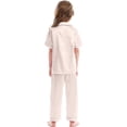 thumbnail image 4 of TBWNWG Satin Sleepwear Set For Kids Comfortable Two Piece Pajamas With Classic Button Down Design,Size 6-7 Years, 4 of 4
