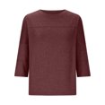 thumbnail image 4 of Yuyuzo Hauts à Manches 3/4 pour Femmes, Chemises Décontractées à Col Rond, Couleur Unie, Blouses Amples Décontractées, 4 of 7