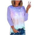 thumbnail image 2 of RKSTN Chandails pour Femmes Manches Longues Mode Hauts à Col Rond Imprimés Teinture sur Nœuds Décontractés Sortie Blouses Amples, 2 of 4