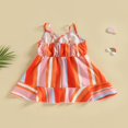 thumbnail image 4 of Kids Infant Girls Slip Dress Toddler Sleeveless Striped Ruffled Summer A-line Dress, 4 of 7