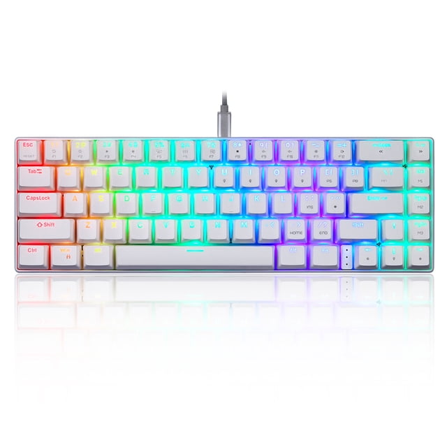 Motospeed CK67 67 Keys Wired Mechanical Keyboard RGB Light Effect ABS Keycap Kailh Red Switches Detachable Data Cable White