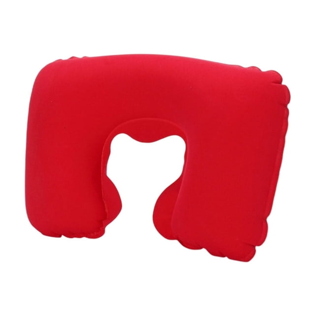 Neck Pillows for Travelcomfortable Travel Neck Pillow Pvc Flocked U Shaped Cushion for Aviation Outdoor Home Use Portable Inflatable Cervical Support Pillow with Soft Velour Cover
