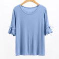 thumbnail image 2 of AherBiu Pajamas Tops for Women Oversized Ruffle 1/2 Sleeve Basic Layer Top Tees Shirts Comfy Soft Undershirts, 2 of 5