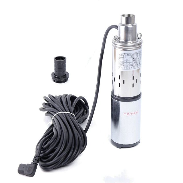 Deep Well Solar Submersible Water Pump DC 48V 280W Electric Farm Ranch Submersible Deep Bore Well Water Pump, Pure Copper Motor, 4.2 GPM Large Flow, 197ft High Lift