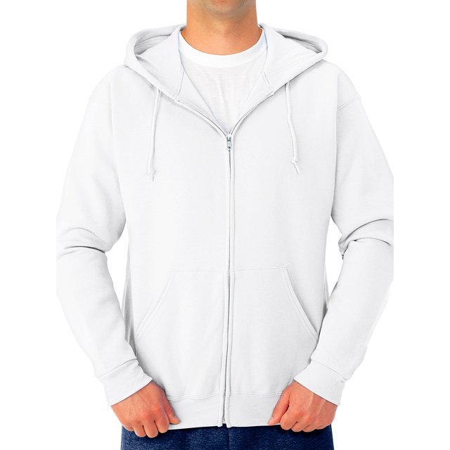 Jerzees Men's Adult Full Zip Hooded Sweatshirt X Sizes, White, 2X