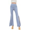 thumbnail image 1 of AherBiu Flare Yoga Pants Pantalon pour Femmes à Fente, Jambe Évasée, Extensible, Confortable, Entraînement, Danse, 1 of 6