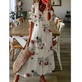 thumbnail image 1 of EQWLJWE Robe pour Femmes Liquidation Mode Robe Décontractée pour Femmes Printemps et Été Col en V Manches Trois-Quarts Robe Imprimée Robes pour Femmes Grande Taille, 1 of 6
