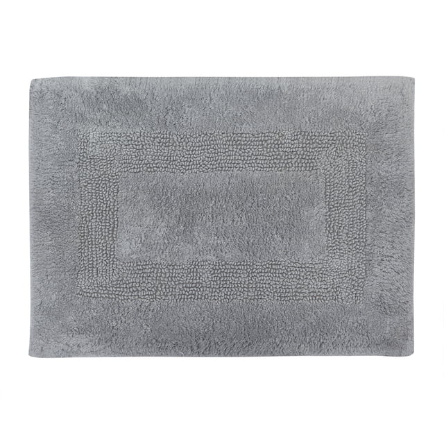 Mainstays Racetrack Tapis de Bain 100 % Coton Couleur Charbon, 17 Pouces x 24 Pouces, Rectangulaire avec Motif Racetrack Texturé et surface en Coton Pelucheux Gris Anthracite, avec Endos Antidérapant pour Planchers de Salle de Bain, Convient Aussi comme Petit Tapis pour Entrées.