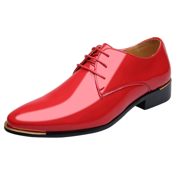 Santimon Mens Dress Shoes Leather Lace Up Pointed Toe Oxford Shoes Casual Formal Business Shoes Red 12 US