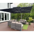 thumbnail image 2 of PURPLE LEAF Parasol de Patio Carré de Luxe de 11 Pi à DEL Alimenté par Solar avec Base, Grand Parasol Déporté à Mât Décentré avec Rotation à 360°, Gris, 2 of 17