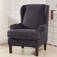 thumbnail image 3 of 2 Piece Stretch Wingback Chair Cover Jacquard Wing Chairs Slipcover with Elastic Bottom Grey One Size, 3 of 8