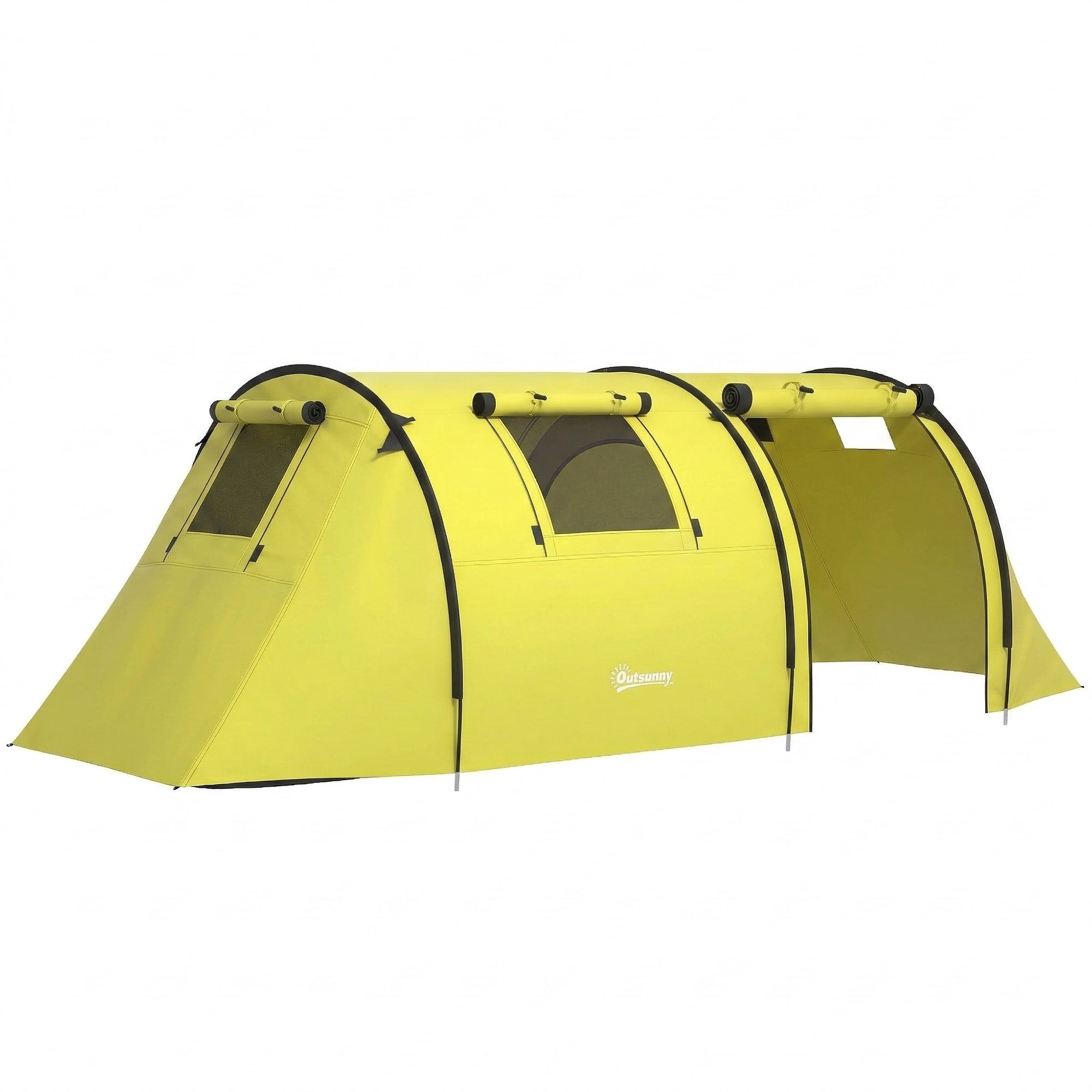 Outsunny 3-4 Person Camping Tent with 2 Rooms, Waterproof Family Tent