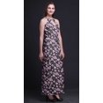 thumbnail image 2 of Bimba Floral Ladies Crew Neck Waist String Print Maxi Dress with Side Slits Summer Wear-XX-Large, 2 of 6