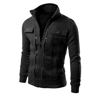 Kcodviy Top Fashi on Mens Fleece Zip Ups Slim Designed Lapel Cardigan River Jacket Coat Jacket Warm Casual Jackets for Men Wind Proof Fleece Full Zip Track Jacket Men