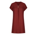 thumbnail image 3 of UPPADA Robe Midi d'Été pour Femme à Manches Courtes, à Volants, Imprimé Floral, Robe Soleil à Col en V Profond, Taille Haute, Courte et Fluide, Robe Maxi, Décontractée, Vacances, Robes Soleil, Robe Soleil Grande Taille Rouge, G, 3 of 6
