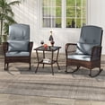 thumbnail image 3 of Patiojoy 3 Pieces PE Rattan Rocking Bistro Set Rocking Chairs with 2-Tier Coffee Table for Porch Garden and Poolside Gray, 3 of 10