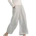 thumbnail image 2 of RKSTN Womens Pants Multiple Solid Color Cotton Linen Loose Casual Wide Leg Capris Loose Comfortable Pants, 2 of 5