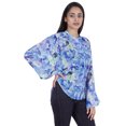 thumbnail image 3 of Moomaya Chemise Boutonnée Imprimée pour Femme Col Mandarin Manches Longues Haut d'Été, 3 of 7