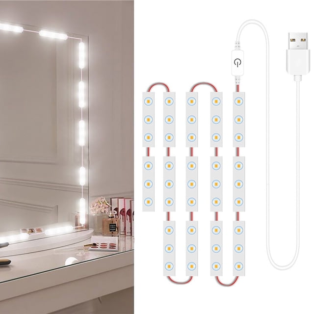 Yeacher 14 PCS LED Makeup Mirror Lights Dimmable Touch Control Vanity Mirror Lights Bathroom Mirror Light with USB Cable LED Strip Lights Dressing Mirror