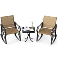 thumbnail image 1 of Gymax 3 Piece Patio Rocking Set 2 Rocking Chairs w/ Tempered Glass Side Table Brown, 1 of 10