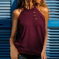 thumbnail image 3 of Hauts pour Femmes Aguichant à Encolure Ronde Ajourée, Camisole Sans Manches de Couleur Unie, 3 of 7
