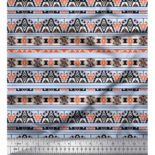Soimoi Moss Georgette Fabric Aztec Southwestern Print Fabric by The Yard 42 Inch Wide