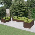 thumbnail image 1 of vidaXL 8 Piece Garden Lounge Set with Cushions Poly Rattan Brown, 1 of 5