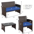 thumbnail image 3 of Costway 4PCS Patio Rattan Furniture Set Cushioned Chair Sofa Coffee Table Navy, 3 of 10