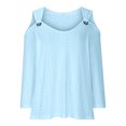 thumbnail image 4 of QIPOPIQ Women's V Neck 3/4 Sleeve Shirts Cold Shoulder Tops Basic Summer Tees Clearance, 4 of 6
