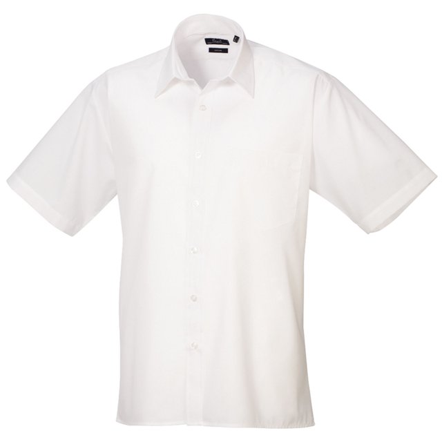Premier Chemise de Travail Formelle en Popeline Unie à Manches Courtes pour Hommes
