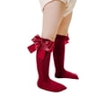 thumbnail image 4 of FOCUSNORM Baby Girls Knee High Socks Cable Knit Cotton Socks with Bow, 4 of 10