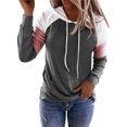 thumbnail image 1 of MAWCLOS Ladies T-shirt Color Block Sweatshirt Long Sleeve Pullover Loose Fit Work Hooded Neck Hoodies Dark Gray L, 1 of 2