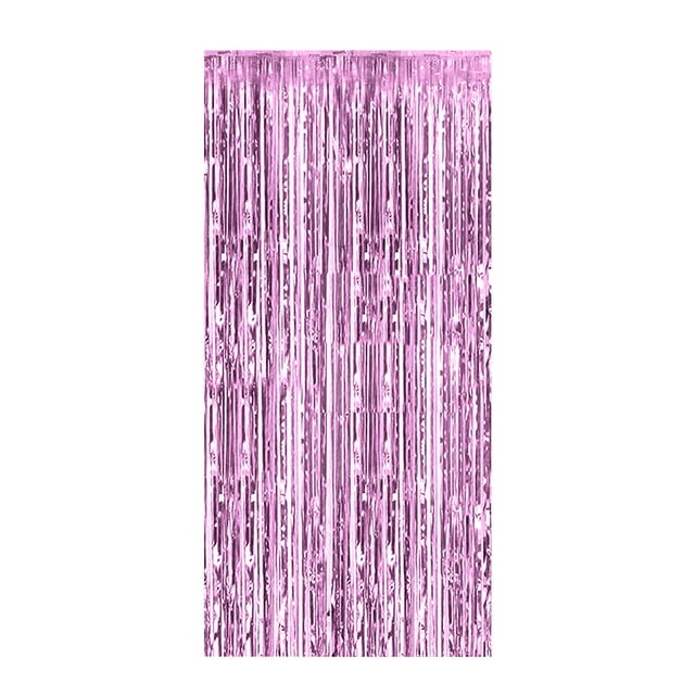 Curtain Silver Metallic Foil Fringe Curtains, for Photo Booth, Birthday, Wedding, Easy Installation, Reusable