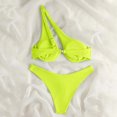 thumbnail image 4 of Cameland Ladies' Sexy Split Shoulder Steel Support Bikini Solid Color Two-piece Swimsuit, 4 of 6