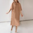 thumbnail image 2 of fatyb Robes d'Été 2025 pour Femmes Manches Courtes Décontractées Robes T-Shirt Col Rond Amples Unies Longues Robes, 2 of 6