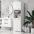 thumbnail image 2 of kleankin Armoire de Rangement Haute pour Salle de Bain avec Portes et Placards, Blanc, 2 of 10