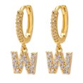 thumbnail image 1 of LSLJS Dainty Gold Plated Initial Hoop Earrings Letter Alphabet Dangle Earrings Fashion Sparkly Rhinestone Letter Initial Pendant Drop Earrings for Women Valent, 1 of 1