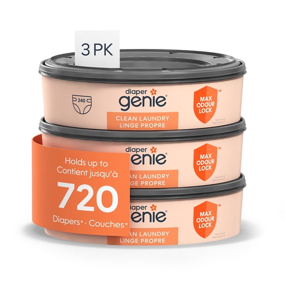 Diaper Genie Recharges Rondes Fraîcheur Maximale, Parfum de Linge Frais, Contrôle des Odeurs
