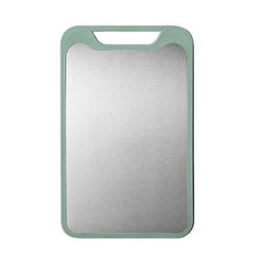 Petite Planche à Découper en Acier Inoxydable (8 mm d'Épaisseur), Planche à Hacher Compatible Lave-Vaisselle pour Viande, Légumes, Fruits
