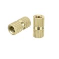 thumbnail image 1 of Unique Bargains M4 x 12mm(L) x 6.4mm(OD) Female Thread Brass Knurled Threaded Insert Embedment Nuts, 100 Pcs, 1 of 3