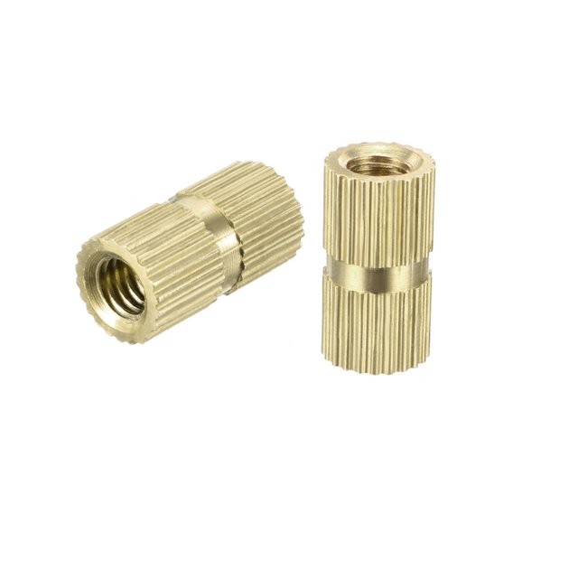 Unique Bargains M4 x 12mm(L) x 6.4mm(OD) Female Thread Brass Knurled Threaded Insert Embedment Nuts, 100 Pcs