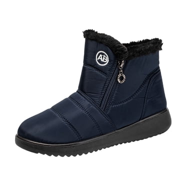 YOUSNH Fashion Couple Men Women Winter Water Proof Flat Zipper Keep Warm Snow Boots Comfortable Boots Shoes Boots for Lady Blue 10.5
