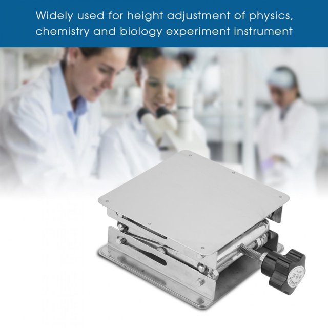 Stainless Steel Laboratory Lifting Platform Stand Scissor Rack 100x100mm, Adjustable Height for Physics, Chemistry and Biology Experiment