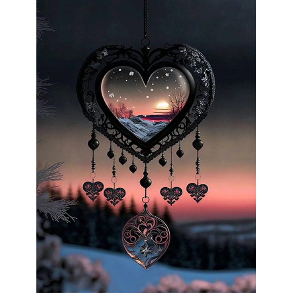 The Scenery In The Wind Chimes Personality DIY Full Drill Diamond Decorative Painting40 x 50 cm, unframed,Burgundy,40*50cm