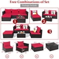 thumbnail image 2 of Gymax Ensemble de Conversation de Patio en Rotin Rembourré 5 Pcs avec Ottoman Coussin Rouge, 2 of 9
