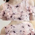 thumbnail image 4 of Kcodviy Blouses Women Print Floral Chiffon Shirt Casual off Tops Chiffon Junior Casual Shirts Shoulder Ruffles Summer Women's Women Button Down Chiffon Shirt Blouse, 4 of 6